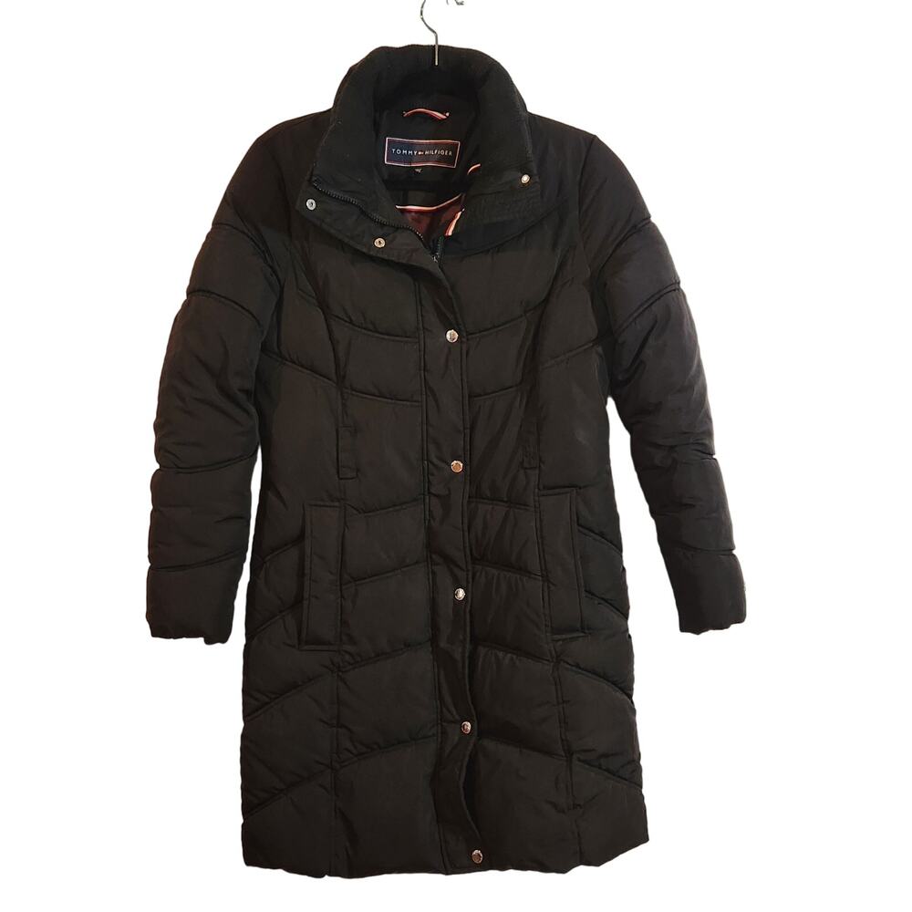 Tommy Hilfiger Long Puffer Coat Black Quilted
Street Style Outerwear Size Small